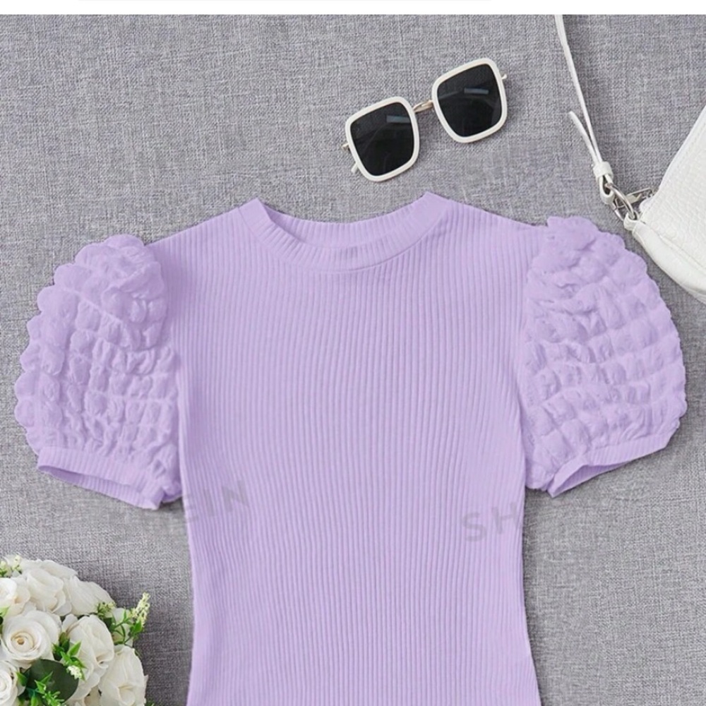 NWT Puffed Sleeve Lilac Top SHEIN MOD - Size L